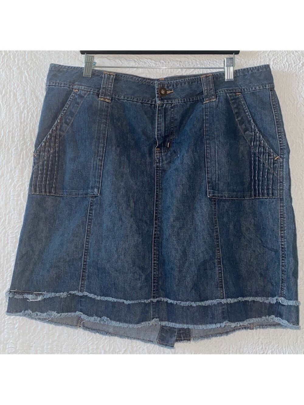 Riders Copper Denim Raw Hem Jean Skirt